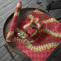 Red Palaka Hawaii Mele Kalikimaka Wrapping Paper Ohia Lehua Monstera Puakenikeni Lei LT14 - Polynesian Pride
