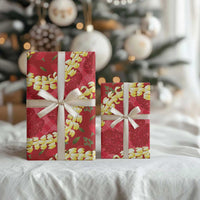 Red Palaka Hawaii Mele Kalikimaka Wrapping Paper Ohia Lehua Monstera Puakenikeni Lei LT14 - Polynesian Pride
