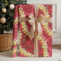 Red Palaka Hawaii Mele Kalikimaka Wrapping Paper Ohia Lehua Monstera Puakenikeni Lei LT14 - Polynesian Pride