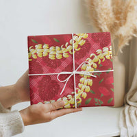 Red Palaka Hawaii Mele Kalikimaka Wrapping Paper Ohia Lehua Monstera Puakenikeni Lei LT14 - Polynesian Pride