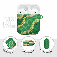 Green Palaka Hawaii Mele Kalikimaka AirPods Case Ohia Lehua Monstera Puakenikeni Lei LT14 - Polynesian Pride