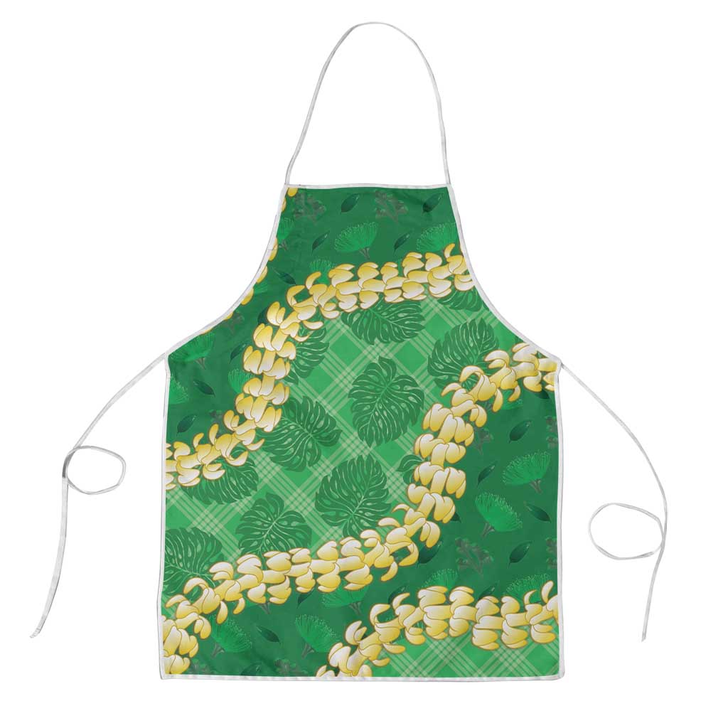 Green Palaka Hawaii Mele Kalikimaka Apron Ohia Lehua Monstera Puakenikeni Lei LT14 Green - Polynesian Pride