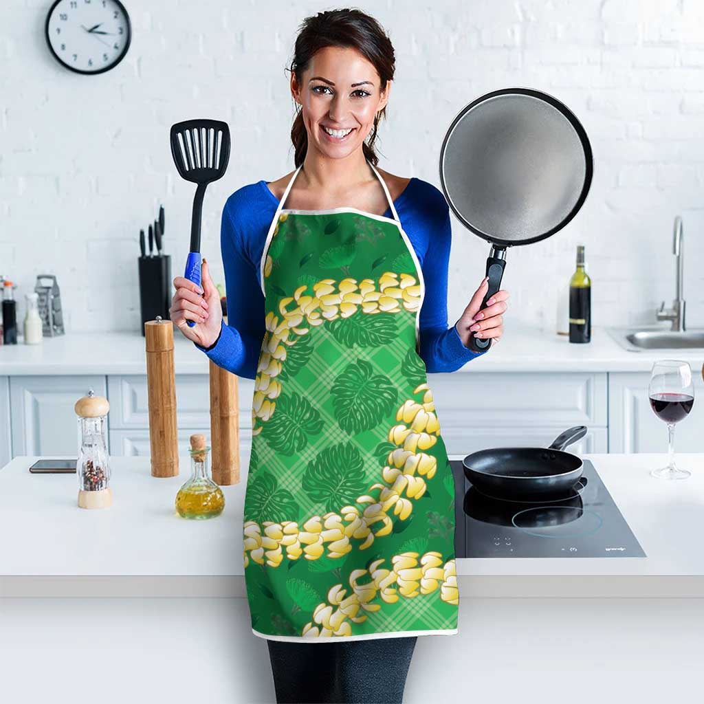 Green Palaka Hawaii Mele Kalikimaka Apron Ohia Lehua Monstera Puakenikeni Lei LT14 - Polynesian Pride