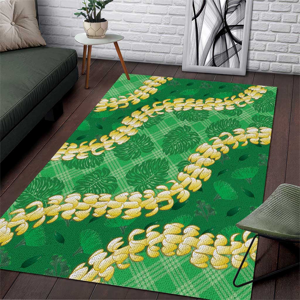 Green Palaka Hawaii Mele Kalikimaka Area Rug Ohia Lehua Monstera Puakenikeni Lei LT14 Green - Polynesian Pride