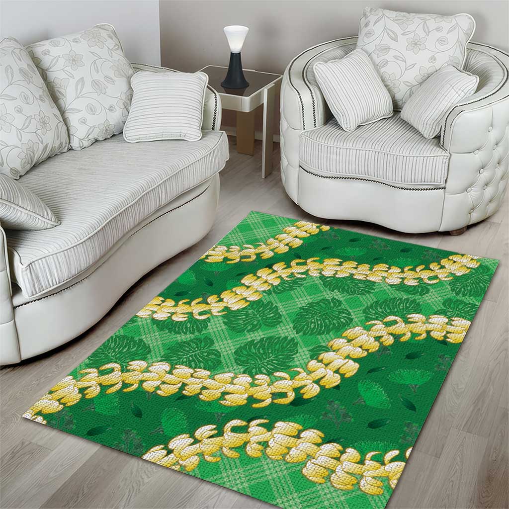 Green Palaka Hawaii Mele Kalikimaka Area Rug Ohia Lehua Monstera Puakenikeni Lei LT14 - Polynesian Pride
