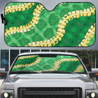 Green Palaka Hawaii Mele Kalikimaka Auto Sun Shade Ohia Lehua Monstera Puakenikeni Lei LT14 Green - Polynesian Pride