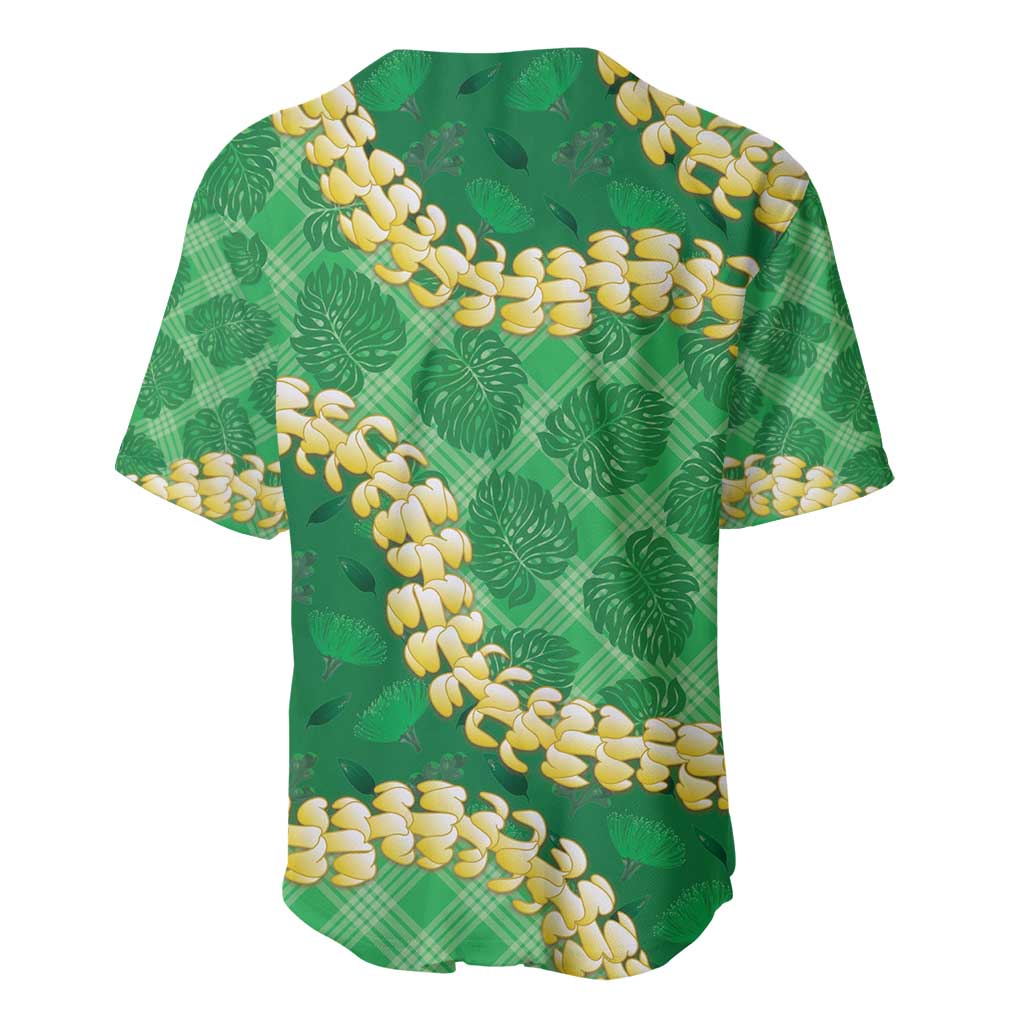 Green Palaka Hawaii Mele Kalikimaka Baseball Jersey Ohia Lehua Monstera Puakenikeni Lei LT14 - Polynesian Pride