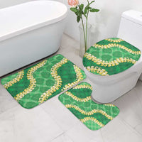 Green Palaka Hawaii Mele Kalikimaka Bathroom Set Ohia Lehua Monstera Puakenikeni Lei LT14 - Polynesian Pride