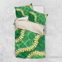 Green Palaka Hawaii Mele Kalikimaka Bedding Set Ohia Lehua Monstera Puakenikeni Lei LT14 US Twin 172cm x 218cm Green - Polynesian Pride