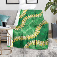 Green Palaka Hawaii Mele Kalikimaka Blanket Ohia Lehua Monstera Puakenikeni Lei LT14 - Polynesian Pride