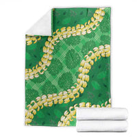 Green Palaka Hawaii Mele Kalikimaka Blanket Ohia Lehua Monstera Puakenikeni Lei LT14 - Polynesian Pride