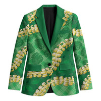 Green Palaka Hawaii Mele Kalikimaka Blazer Ohia Lehua Monstera Puakenikeni Lei LT14 Unisex Green - Polynesian Pride