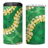 Green Palaka Hawaii Mele Kalikimaka 4 in 1 Can Cooler Tumbler Ohia Lehua Monstera Puakenikeni Lei LT14 One Size: 16 oz Green - Polynesian Pride