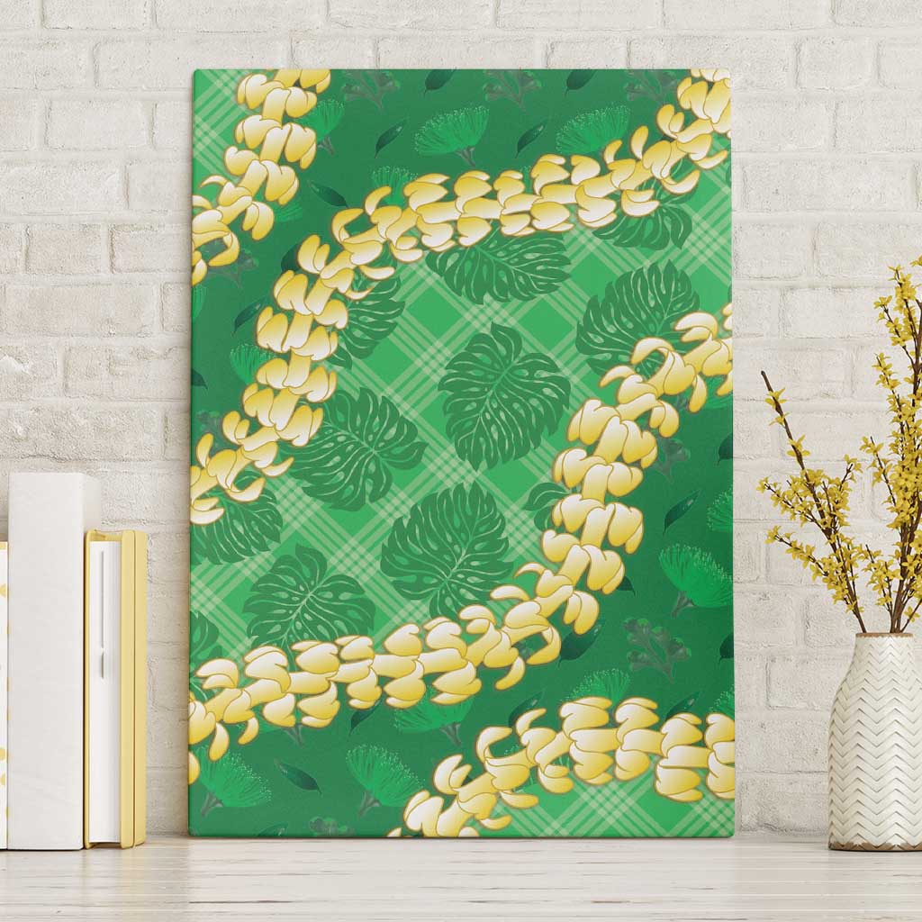 Green Palaka Hawaii Mele Kalikimaka Canvas Wall Art Ohia Lehua Monstera Puakenikeni Lei LT14 Without Frame Green - Polynesian Pride