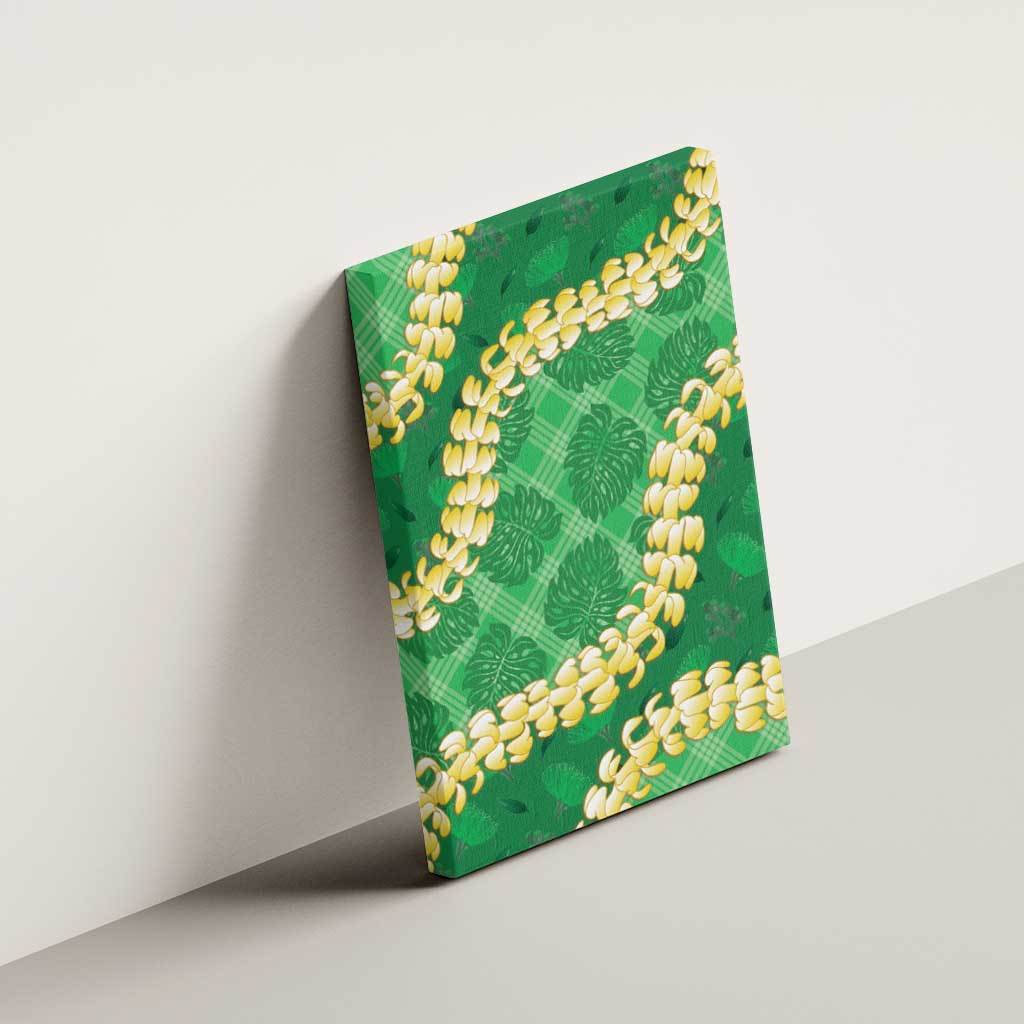Green Palaka Hawaii Mele Kalikimaka Canvas Wall Art Ohia Lehua Monstera Puakenikeni Lei LT14 - Polynesian Pride