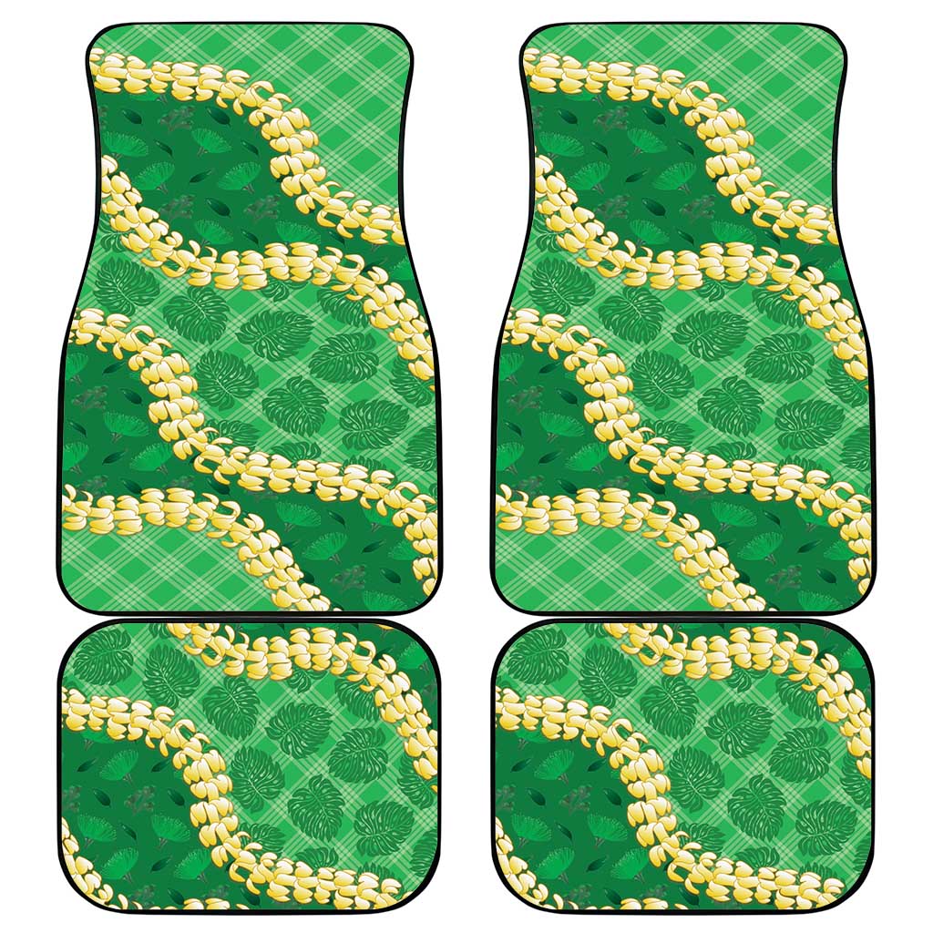 Green Palaka Hawaii Mele Kalikimaka Car Mats Ohia Lehua Monstera Puakenikeni Lei LT14 - Polynesian Pride