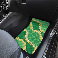 Green Palaka Hawaii Mele Kalikimaka Car Mats Ohia Lehua Monstera Puakenikeni Lei LT14 - Polynesian Pride