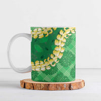 Green Palaka Hawaii Mele Kalikimaka Ceramic Mug Ohia Lehua Monstera Puakenikeni Lei LT14 Green - Polynesian Pride