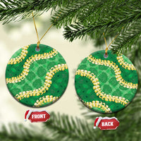 Green Palaka Hawaii Mele Kalikimaka Ceramic Ornament Ohia Lehua Monstera Puakenikeni Lei LT14 Circle Green - Polynesian Pride