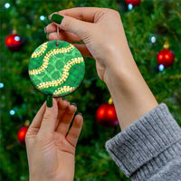 Green Palaka Hawaii Mele Kalikimaka Ceramic Ornament Ohia Lehua Monstera Puakenikeni Lei LT14 - Polynesian Pride