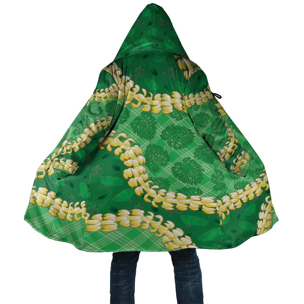 Green Palaka Hawaii Mele Kalikimaka Cloak Ohia Lehua Monstera Puakenikeni Lei LT14 Unisex Green - Polynesian Pride