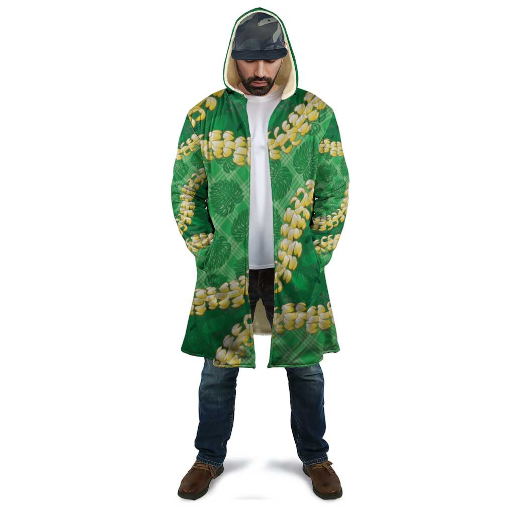Green Palaka Hawaii Mele Kalikimaka Cloak Ohia Lehua Monstera Puakenikeni Lei LT14 - Polynesian Pride