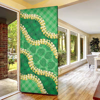 Green Palaka Hawaii Mele Kalikimaka Door Cover Ohia Lehua Monstera Puakenikeni Lei LT14 - Polynesian Pride