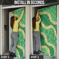 Green Palaka Hawaii Mele Kalikimaka Door Cover Ohia Lehua Monstera Puakenikeni Lei LT14 - Polynesian Pride