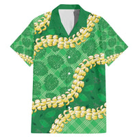 Green Palaka Hawaii Mele Kalikimaka Family Matching Mermaid Dress and Hawaiian Shirt Ohia Lehua Monstera Puakenikeni Lei LT14 Dad's Shirt - Short Sleeve Green - Polynesian Pride