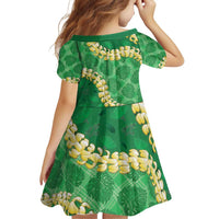 Green Palaka Hawaii Mele Kalikimaka Family Matching Puletasi and Hawaiian Shirt Ohia Lehua Monstera Puakenikeni Lei LT14 - Polynesian Pride