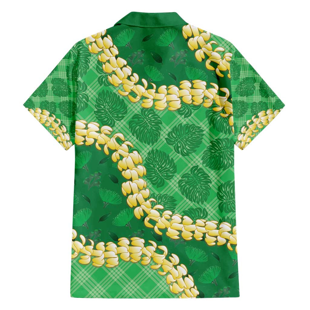 Green Palaka Hawaii Mele Kalikimaka Family Matching Summer Maxi Dress and Hawaiian Shirt Ohia Lehua Monstera Puakenikeni Lei LT14 - Polynesian Pride