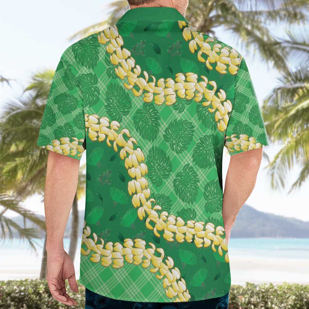Green Palaka Hawaii Mele Kalikimaka Hawaiian Shirt Ohia Lehua Monstera Puakenikeni Lei LT14 - Polynesian Pride