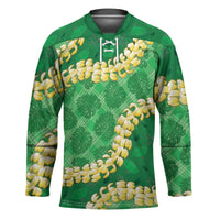 Green Palaka Hawaii Mele Kalikimaka Hockey Jersey Ohia Lehua Monstera Puakenikeni Lei LT14 Unisex Green - Polynesian Pride