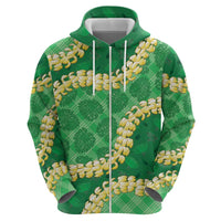 Green Palaka Hawaii Mele Kalikimaka Hoodie Ohia Lehua Monstera Puakenikeni Lei LT14 - Polynesian Pride