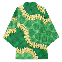 Green Palaka Hawaii Mele Kalikimaka Kimono Ohia Lehua Monstera Puakenikeni Lei LT14 - Polynesian Pride