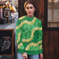 Green Palaka Hawaii Mele Kalikimaka Ugly Christmas Sweater Ohia Lehua Monstera Puakenikeni Lei LT14 - Polynesian Pride