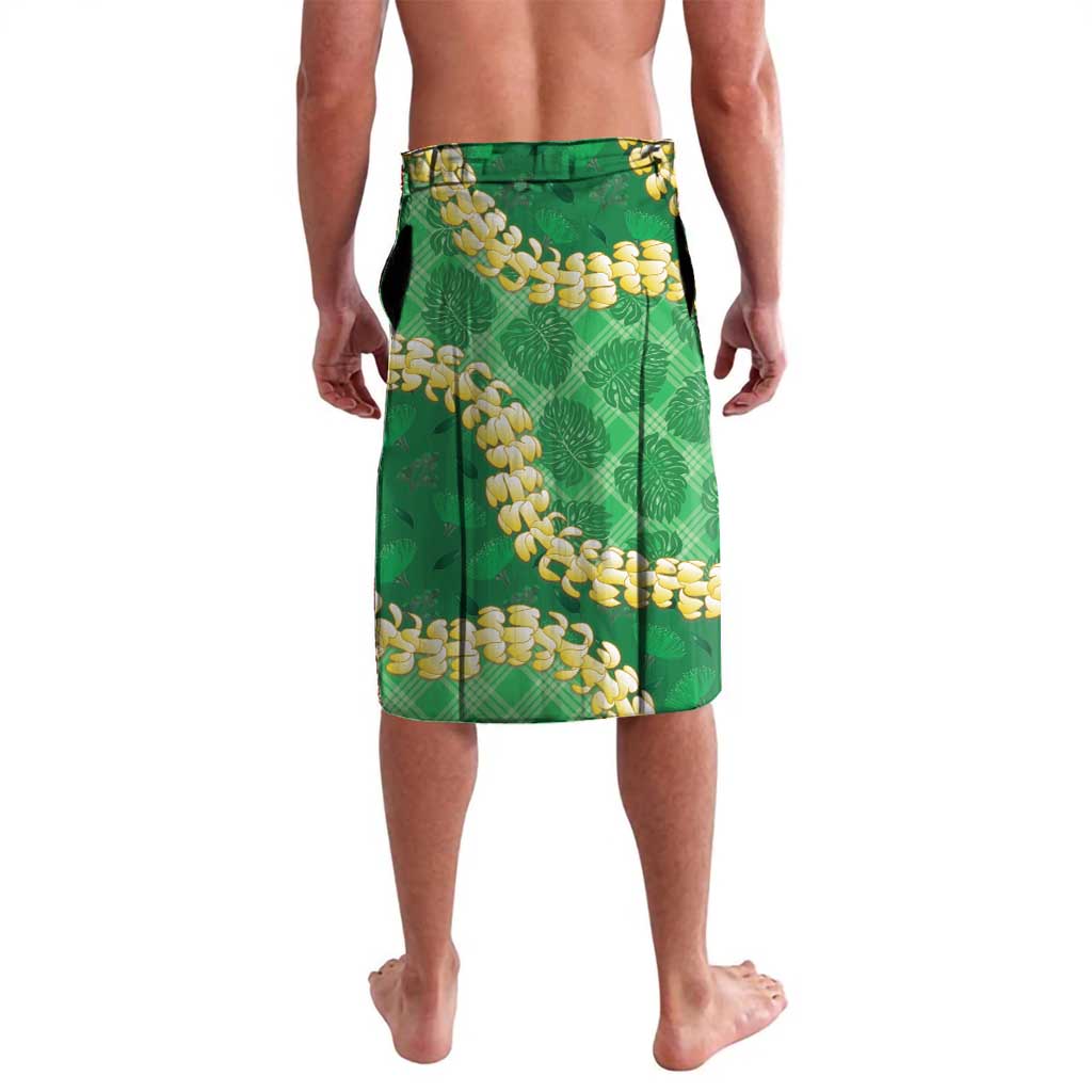 Green Palaka Hawaii Mele Kalikimaka Lavalava Ohia Lehua Monstera Puakenikeni Lei LT14 - Polynesian Pride