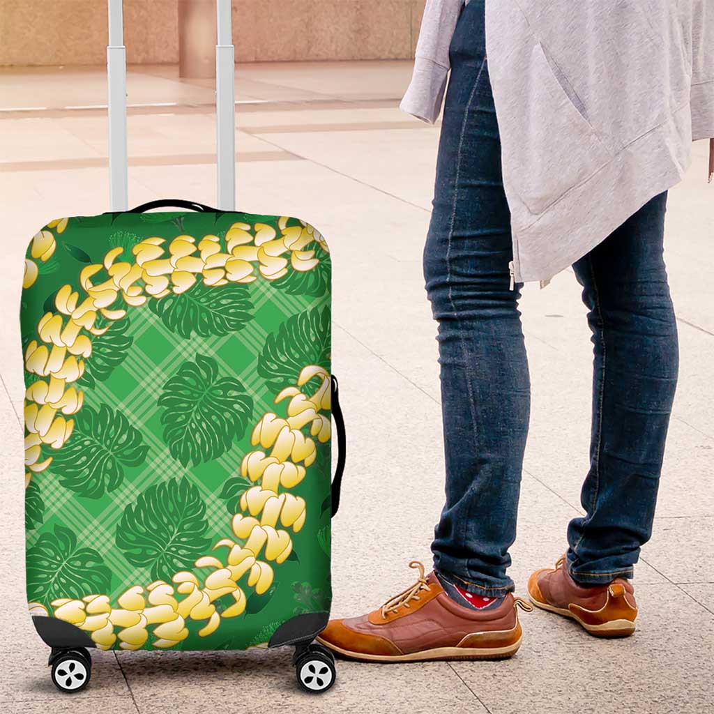 Green Palaka Hawaii Mele Kalikimaka Luggage Cover Ohia Lehua Monstera Puakenikeni Lei LT14 Green - Polynesian Pride