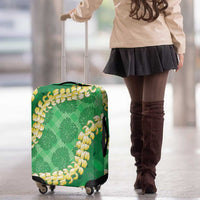 Green Palaka Hawaii Mele Kalikimaka Luggage Cover Ohia Lehua Monstera Puakenikeni Lei LT14 - Polynesian Pride