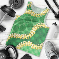 Green Palaka Hawaii Mele Kalikimaka Men Tank Top Ohia Lehua Monstera Puakenikeni Lei LT14 - Polynesian Pride