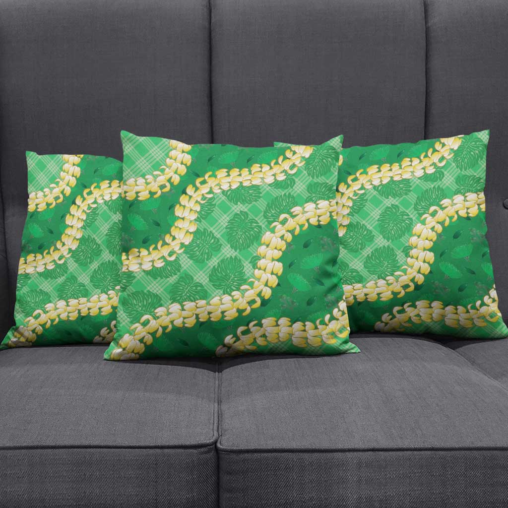 Green Palaka Hawaii Mele Kalikimaka Pillow Cover Ohia Lehua Monstera Puakenikeni Lei LT14 - Polynesian Pride