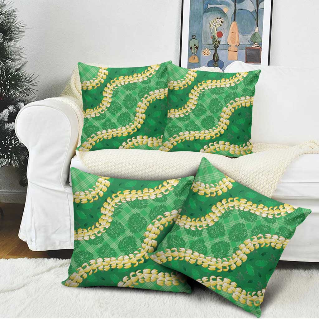 Green Palaka Hawaii Mele Kalikimaka Pillow Cover Ohia Lehua Monstera Puakenikeni Lei LT14 - Polynesian Pride