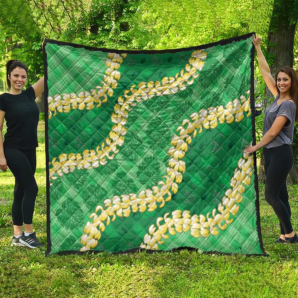 Green Palaka Hawaii Mele Kalikimaka Quilt Ohia Lehua Monstera Puakenikeni Lei LT14 - Polynesian Pride