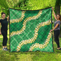 Green Palaka Hawaii Mele Kalikimaka Quilt Ohia Lehua Monstera Puakenikeni Lei LT14 - Polynesian Pride