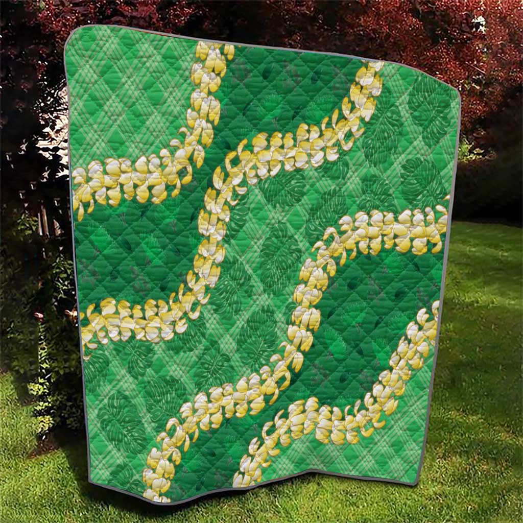 Green Palaka Hawaii Mele Kalikimaka Quilt Ohia Lehua Monstera Puakenikeni Lei LT14 - Polynesian Pride