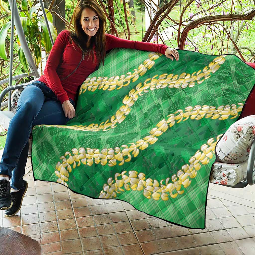 Green Palaka Hawaii Mele Kalikimaka Quilt Ohia Lehua Monstera Puakenikeni Lei LT14 - Polynesian Pride