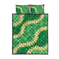 Green Palaka Hawaii Mele Kalikimaka Quilt Bed Set Ohia Lehua Monstera Puakenikeni Lei LT14 - Polynesian Pride