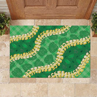 Green Palaka Hawaii Mele Kalikimaka Rubber Doormat Ohia Lehua Monstera Puakenikeni Lei LT14 Green - Polynesian Pride