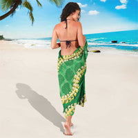 Green Palaka Hawaii Mele Kalikimaka Sarong Ohia Lehua Monstera Puakenikeni Lei LT14 - Polynesian Pride