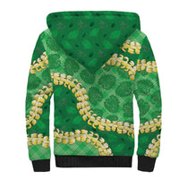 Green Palaka Hawaii Mele Kalikimaka Sherpa Hoodie Ohia Lehua Monstera Puakenikeni Lei LT14 - Polynesian Pride